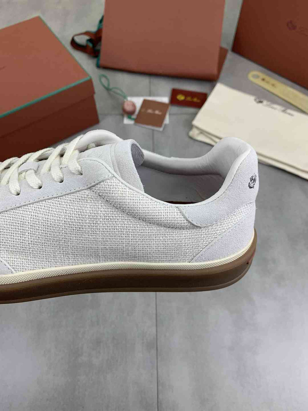 Loro Piana Tennis Walk Sneaker White/Brown .