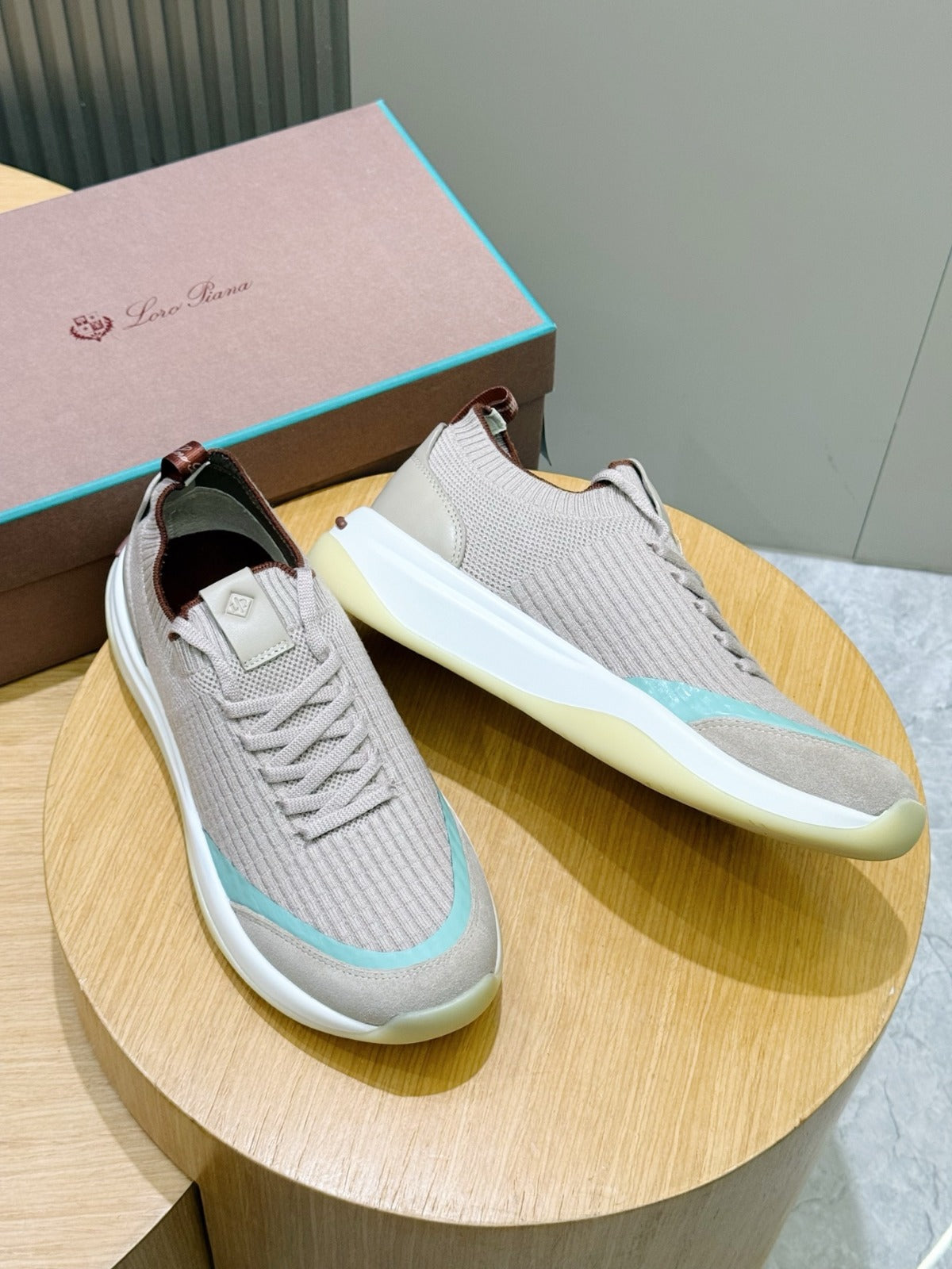 Loro Piana 410 LP Walk Sneaker Beige/Light Blue
