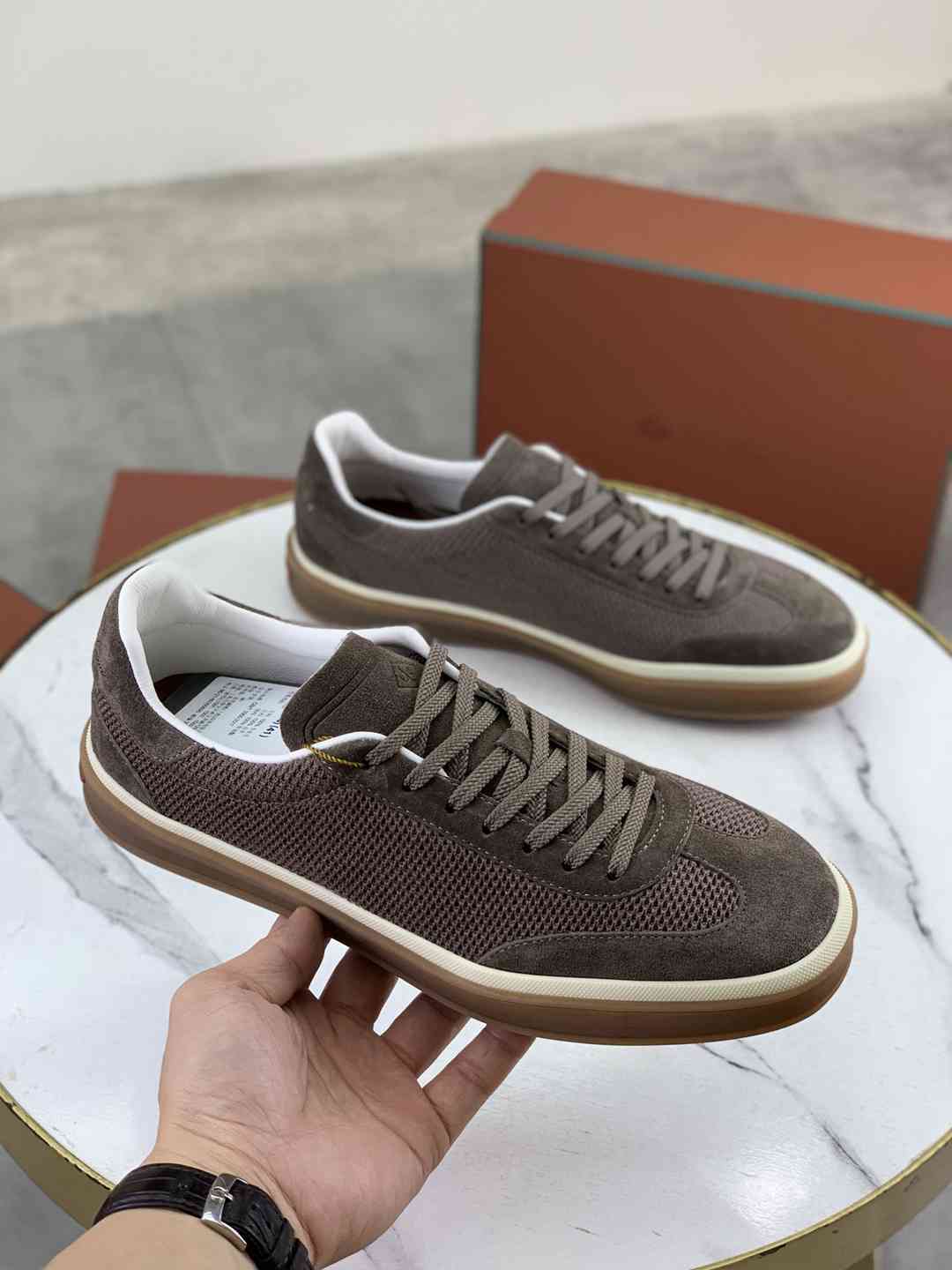 Loro Piana Tennis Walk Sneaker light Brown .
