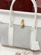 Loro Piana Loom L25 Tote Bag White/Grey