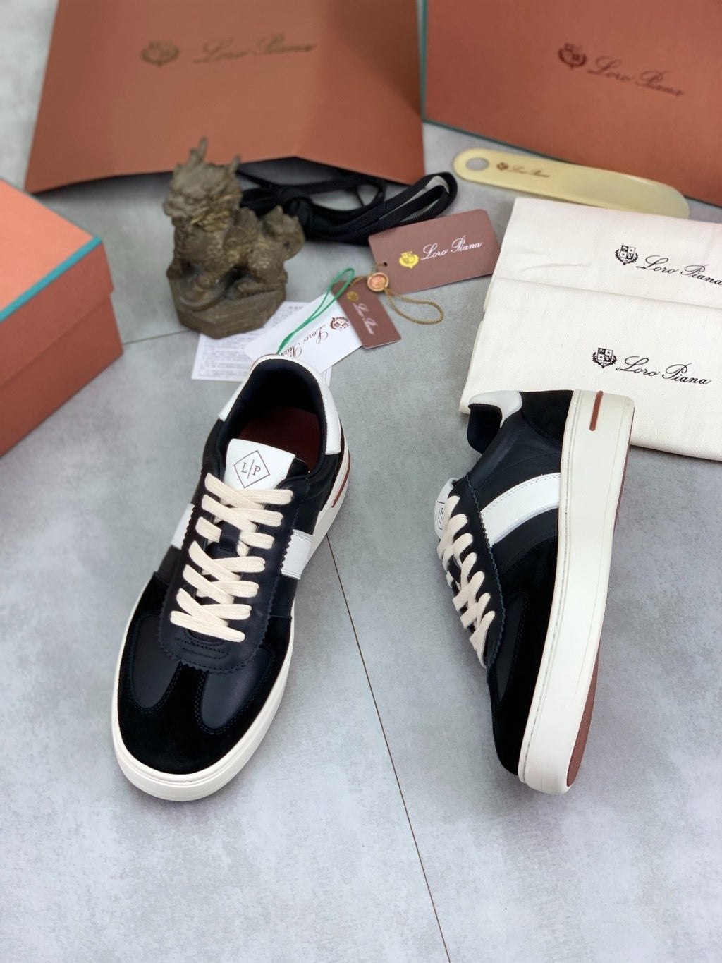 Loro Piana Newport Sneaker Black and White .