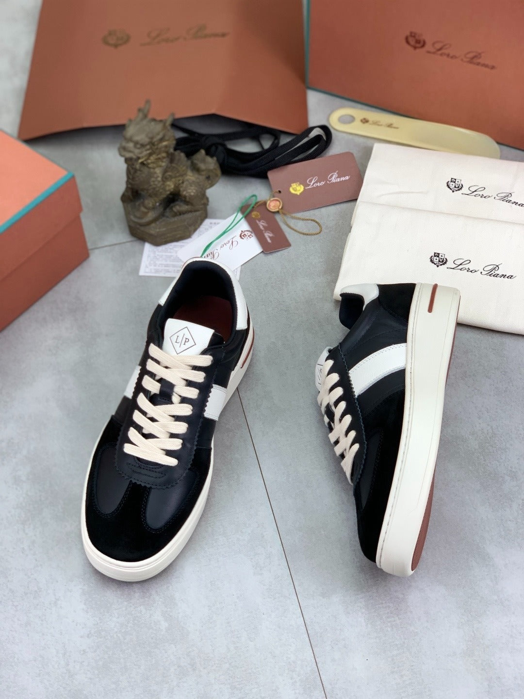 Loro Piana Newport Sneaker Black and White .