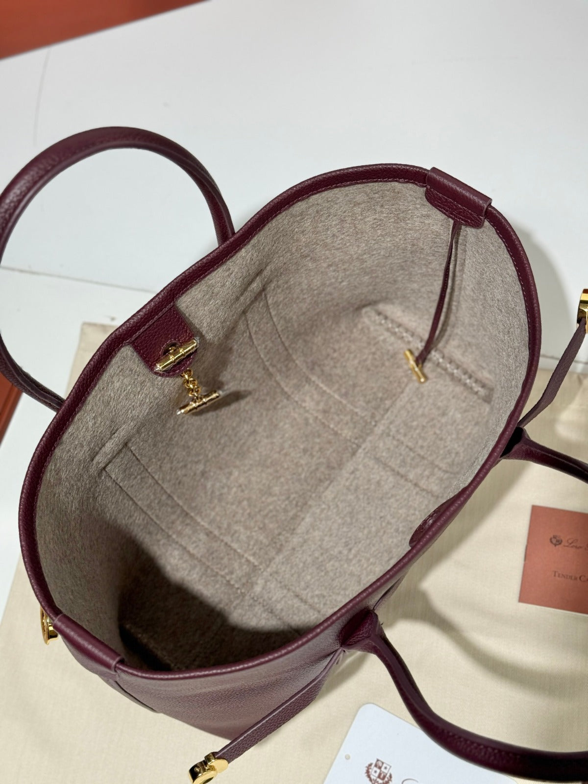 Loro Piana Bale Tote Bag Burgundy
