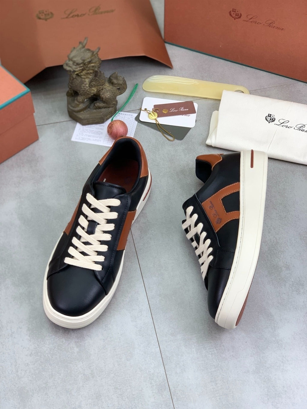 Loro Piana Newport Walk Sneaker Black/Brown .