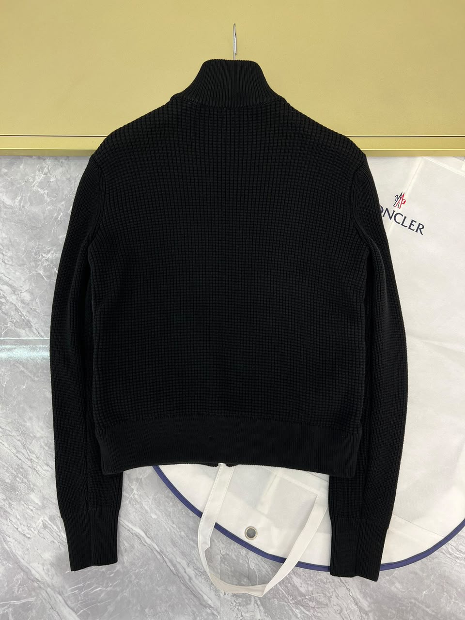 Moncler Padded Wool Zip-Up Jacket Black/White
