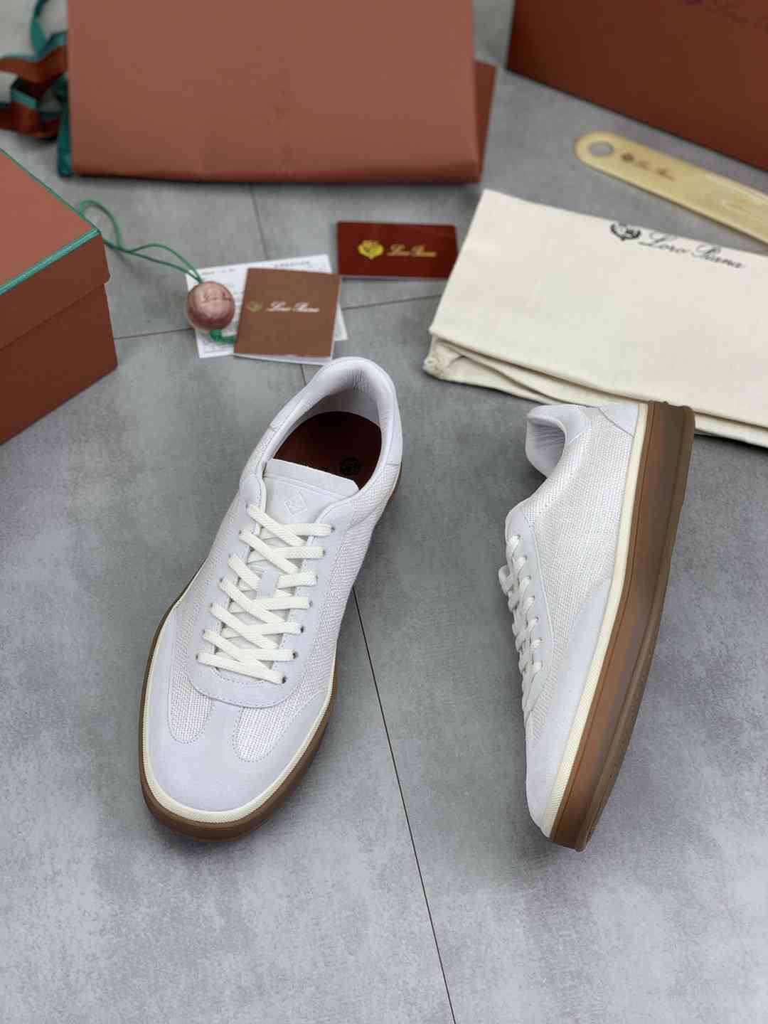 Loro Piana Tennis Walk Sneaker White/Brown .