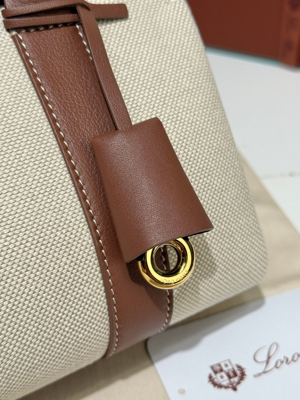 Loro Piana Loom L25 Bag Cream/Brown
