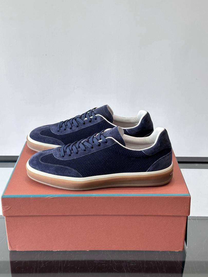 Loro Piana Tennis Walk Sneaker Navy Blue .