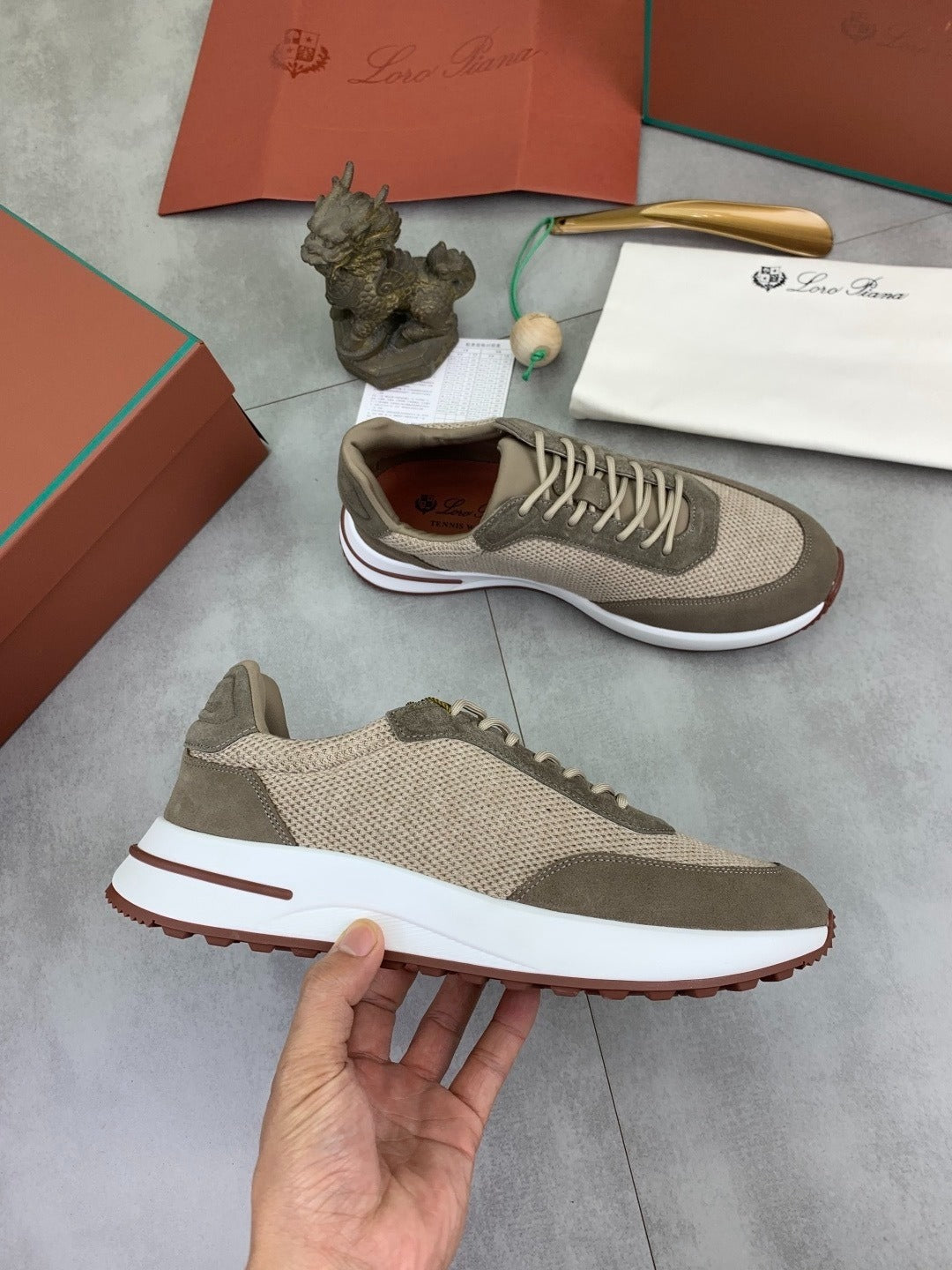 Loro Piana Tennis Walk Sneaker Beige/Brown .