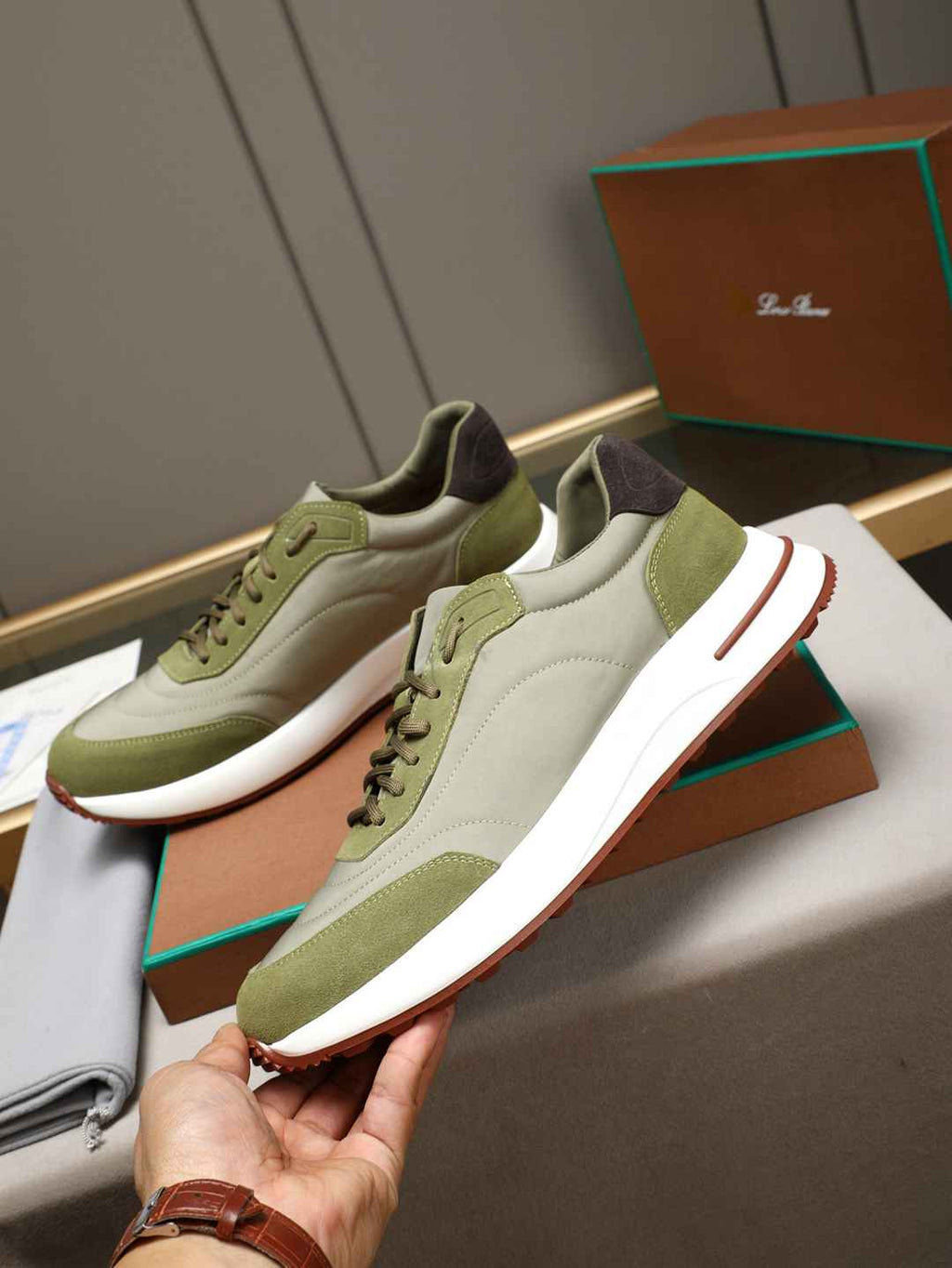Loro Piana Week end Walk Sneaker Olive .