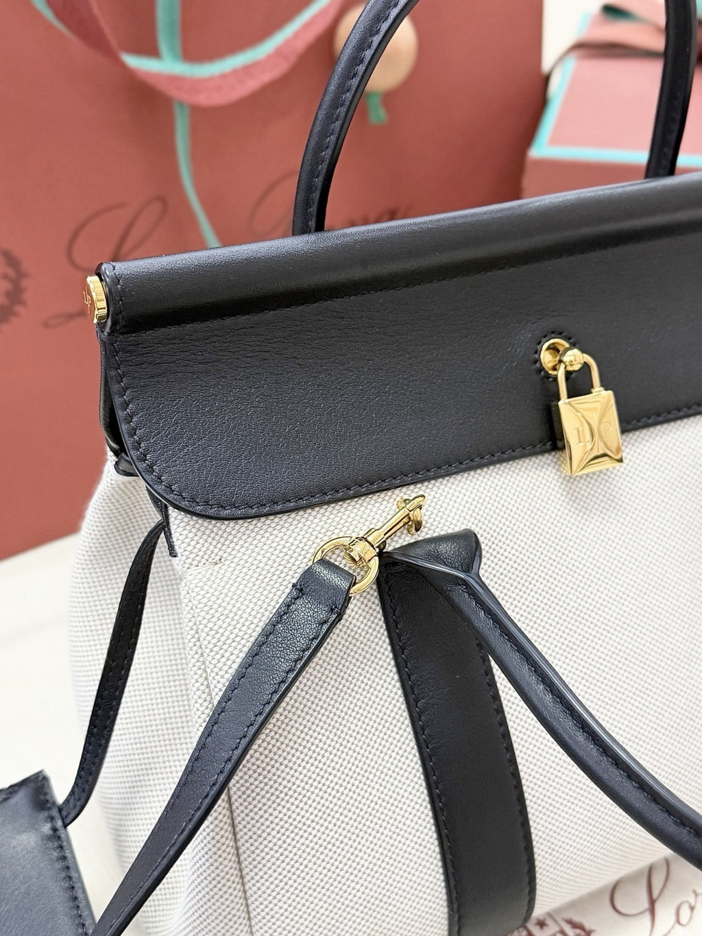 Loro Piana Loom L25 Tote Bag Natural/Black