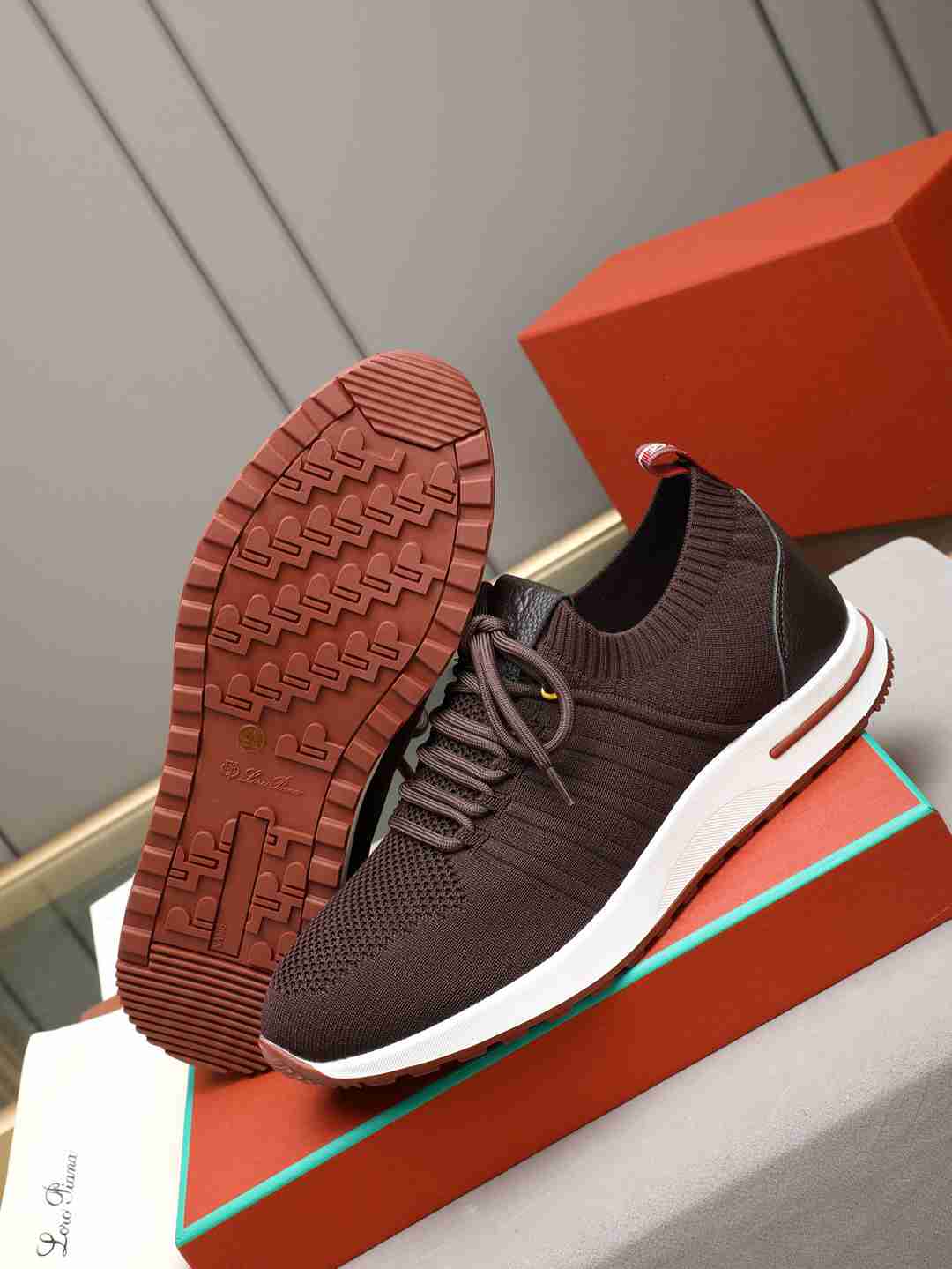 Loro Piana 360 LP Flexy Walk Sneaker Redwine White .