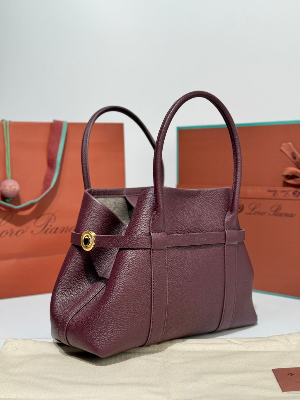 Loro Piana Bale Tote Bag Burgundy