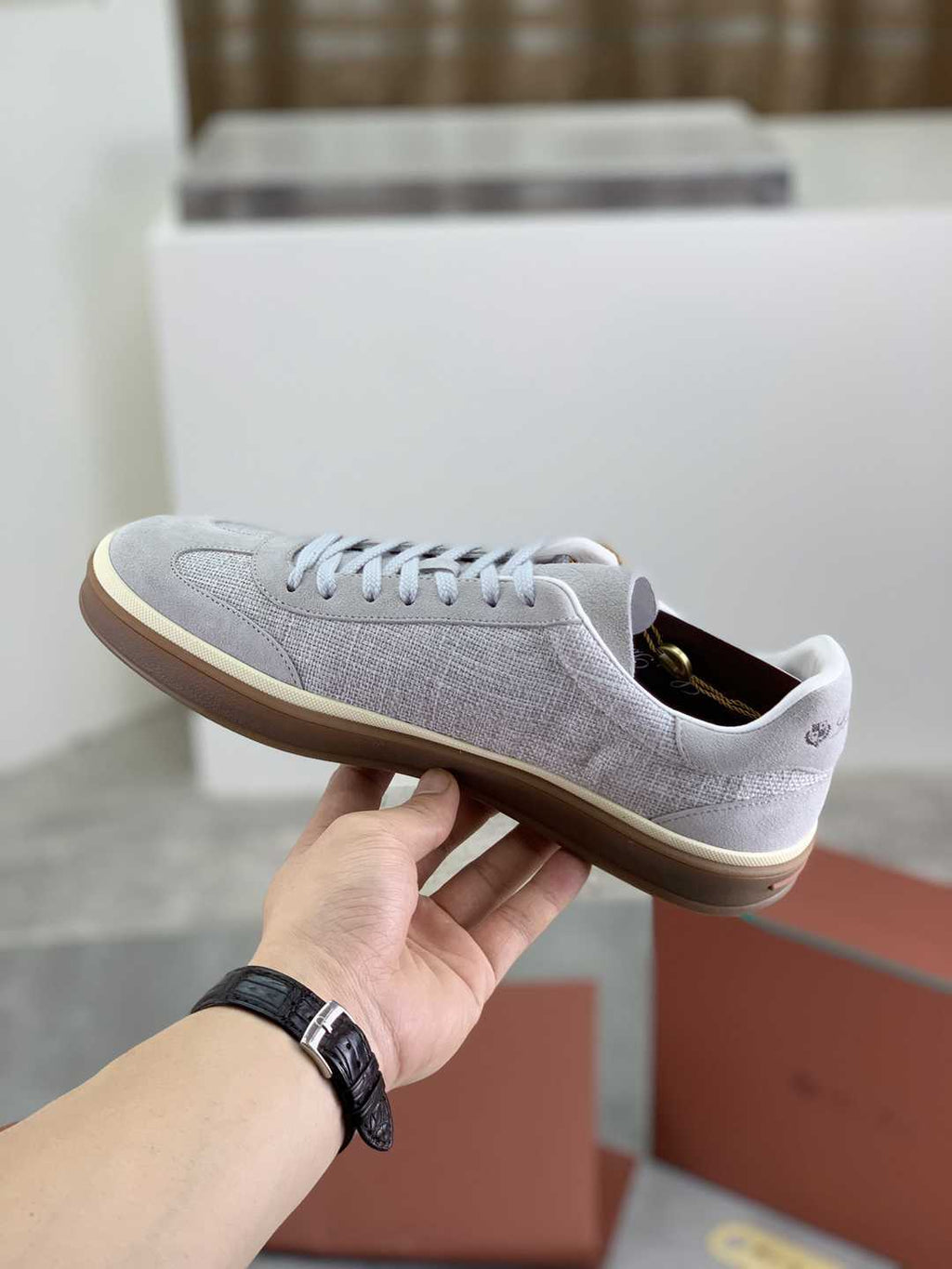 Loro Piana Tennis Walk Sneaker Grey .