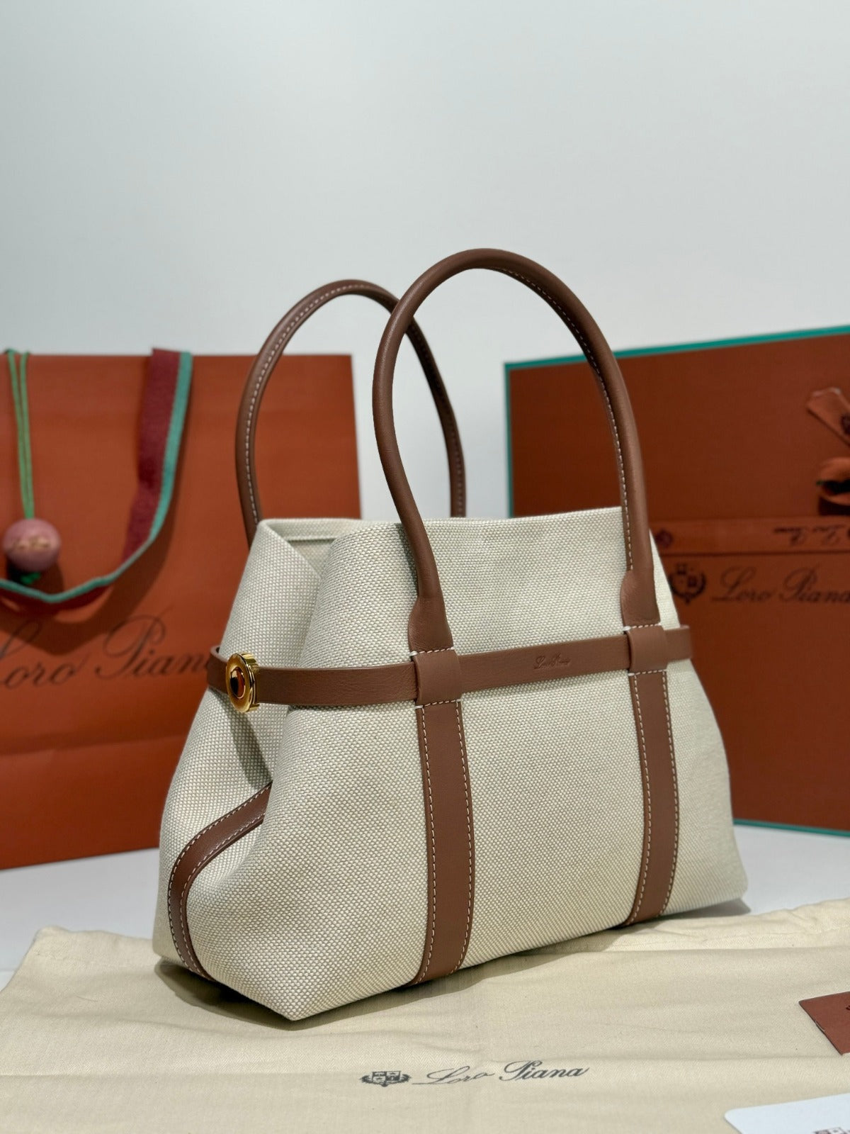 Loro Piana Small Ghiera Tote Bag Beige/Brown