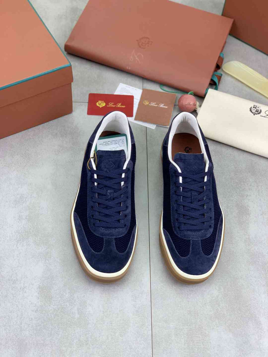 Loro Piana Tennis Walk Sneaker Navy Blue .