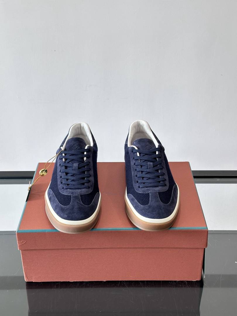 Loro Piana Tennis Walk Sneaker Navy Blue .