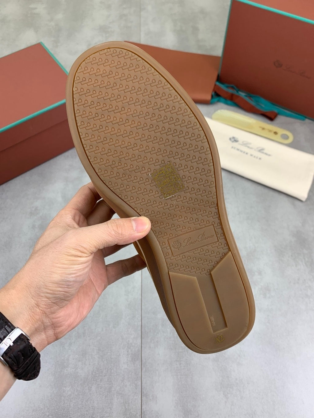 Loro Piana Tennis Walk Sneaker Light Brown .