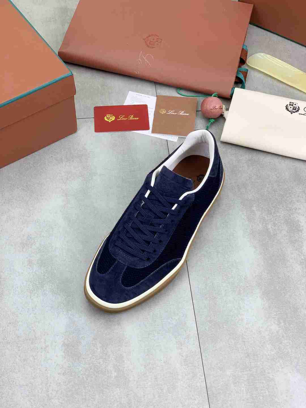 Loro Piana Tennis Walk Sneaker Navy Blue .