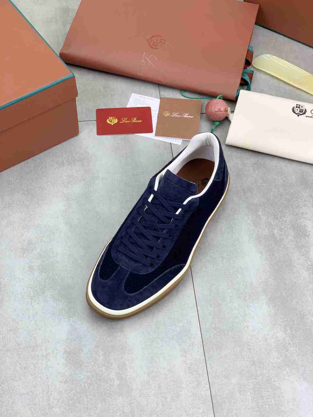 Loro Piana Tennis Walk Sneaker Navy Blue .