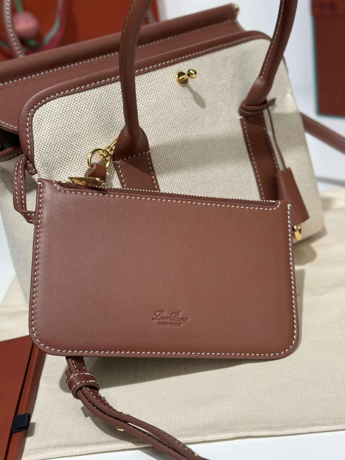 Loro Piana Loom L25 Bag Cream/Brown