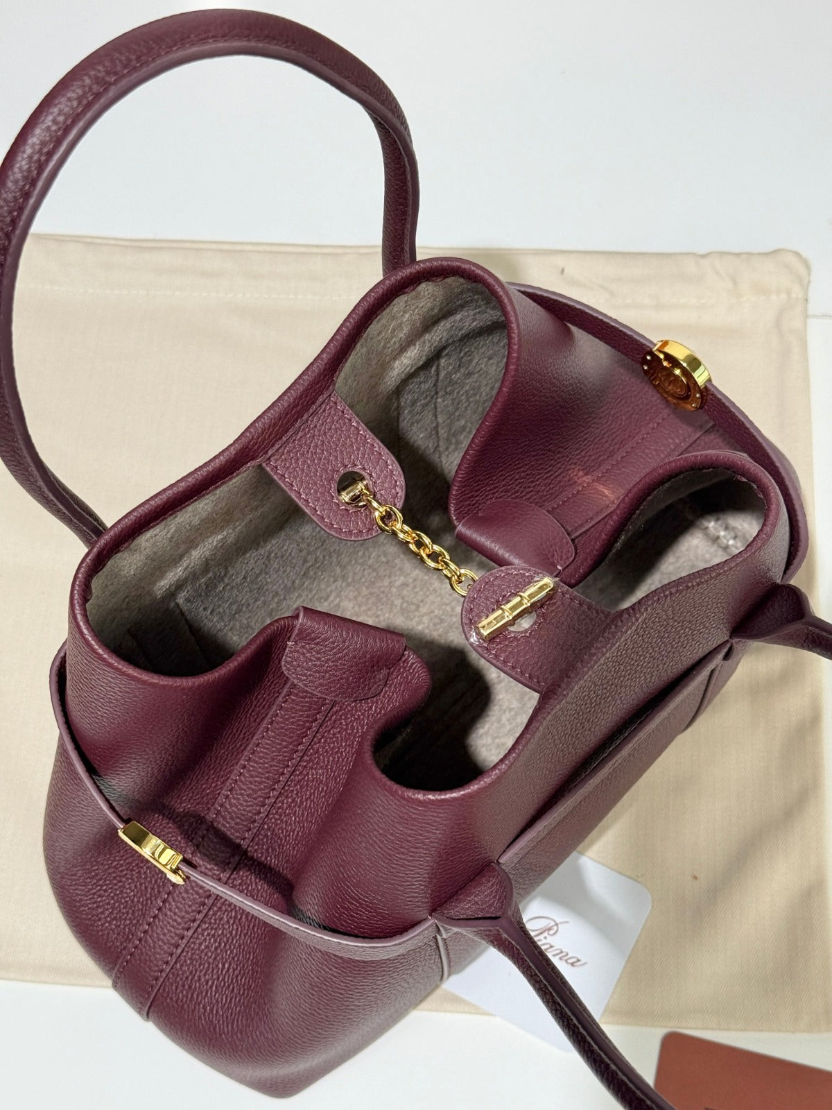 Loro Piana Bale Tote Bag Burgundy
