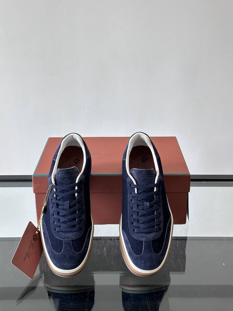 Loro Piana Tennis Walk Sneaker Navy Blue .