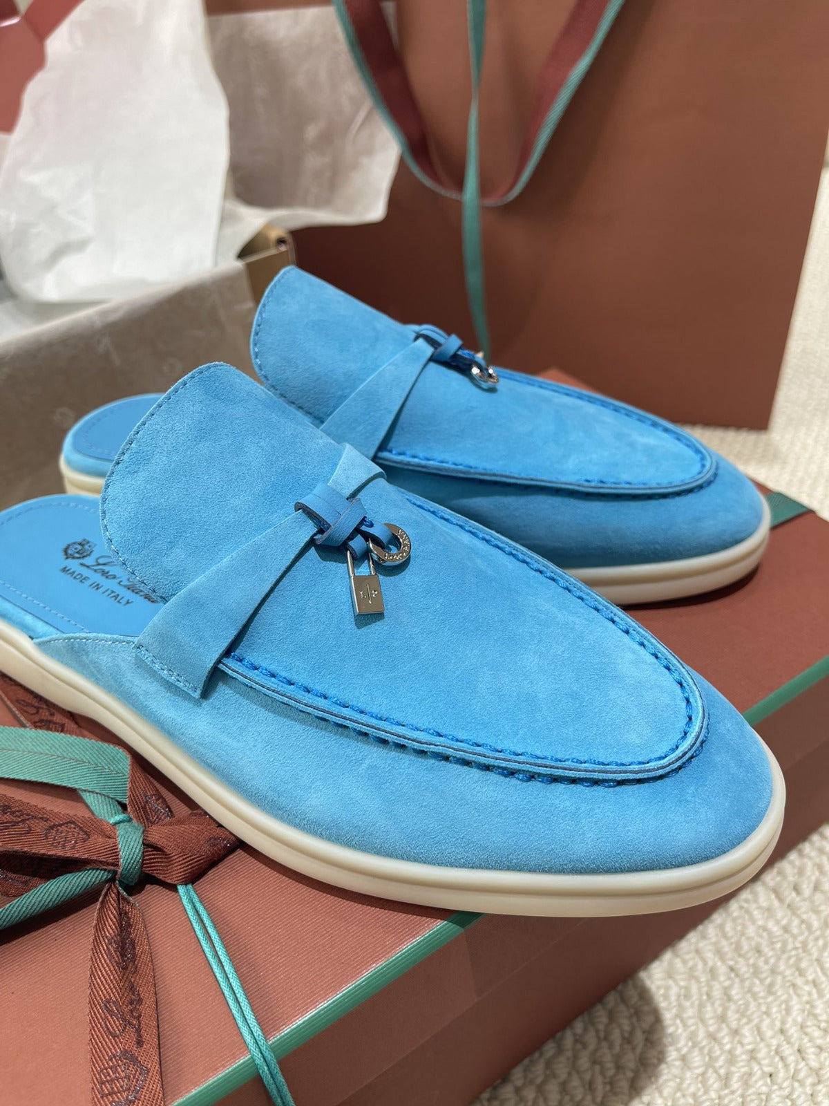 Loro Piana Charms Walk Mule Blue